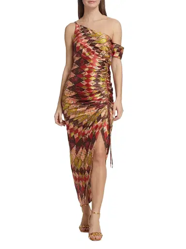 Cinq à Sept Women's Elliana Asymmetric Silk Midi-Dress - Pale Rose Multi | Thumbnail 2 Cinq à Sept Women's Elliana Asymmetric Silk Midi-Dress - Pale Rose Multi | Thumbnail 2