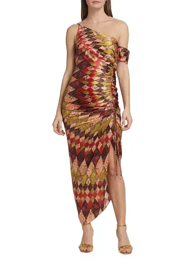 Cinq à Sept Women's Elliana Asymmetric Silk Midi-Dress - Pale Rose Multi | Thumbnail 3 Cinq à Sept Women's Elliana Asymmetric Silk Midi-Dress - Pale Rose Multi | Thumbnail 3