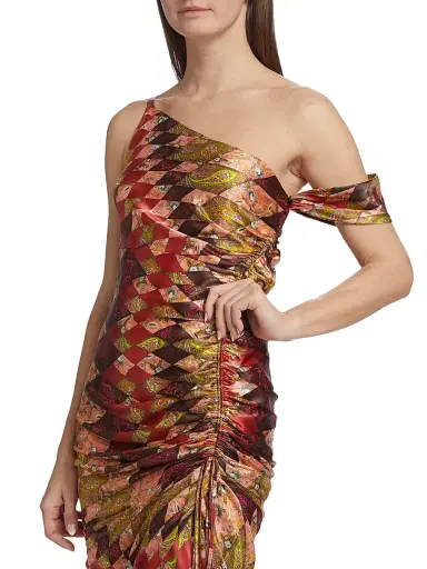 Cinq à Sept Women's Elliana Asymmetric Silk Midi-Dress - Pale Rose Multi | Thumbnail 6 Cinq à Sept Women's Elliana Asymmetric Silk Midi-Dress - Pale Rose Multi | Thumbnail 6