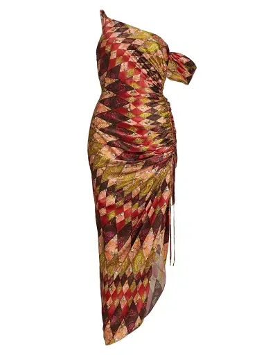 Cinq à Sept Women's Elliana Asymmetric Silk Midi-Dress - Pale Rose Multi | Thumbnail 1 Cinq à Sept Women's Elliana Asymmetric Silk Midi-Dress - Pale Rose Multi | Thumbnail 1