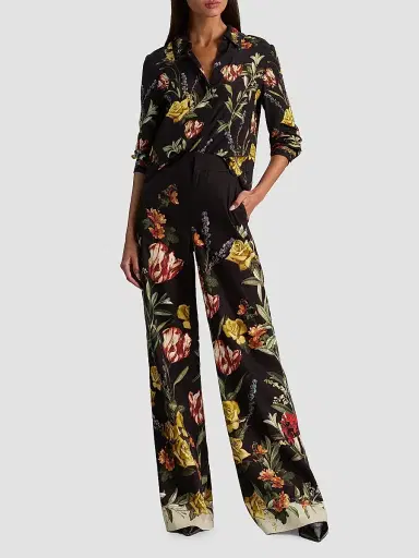 ALICE + OLIVIA Women's Dylan Floral Linen-Blend Wide-Leg Pants - Desert Sprigs Black | Thumbnail 2 ALICE + OLIVIA Women's Dylan Floral Linen-Blend Wide-Leg Pants - Desert Sprigs Black | Thumbnail 2