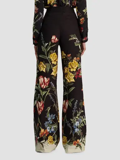 ALICE + OLIVIA Women's Dylan Floral Linen-Blend Wide-Leg Pants - Desert Sprigs Black | Thumbnail 3 ALICE + OLIVIA Women's Dylan Floral Linen-Blend Wide-Leg Pants - Desert Sprigs Black | Thumbnail 3