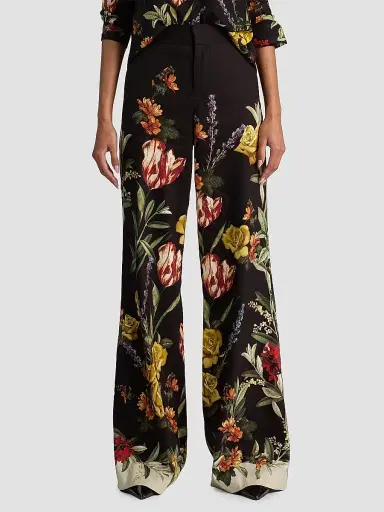 ALICE + OLIVIA Women's Dylan Floral Linen-Blend Wide-Leg Pants - Desert Sprigs Black | Thumbnail 4 ALICE + OLIVIA Women's Dylan Floral Linen-Blend Wide-Leg Pants - Desert Sprigs Black | Thumbnail 4