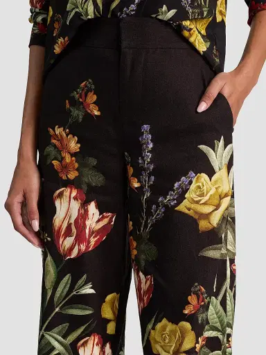ALICE + OLIVIA Women's Dylan Floral Linen-Blend Wide-Leg Pants - Desert Sprigs Black | Thumbnail 5 ALICE + OLIVIA Women's Dylan Floral Linen-Blend Wide-Leg Pants - Desert Sprigs Black | Thumbnail 5