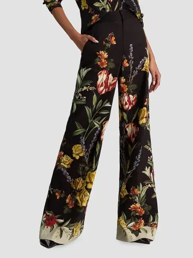 ALICE + OLIVIA Women's Dylan Floral Linen-Blend Wide-Leg Pants - Desert Sprigs Black | Thumbnail 6 ALICE + OLIVIA Women's Dylan Floral Linen-Blend Wide-Leg Pants - Desert Sprigs Black | Thumbnail 6