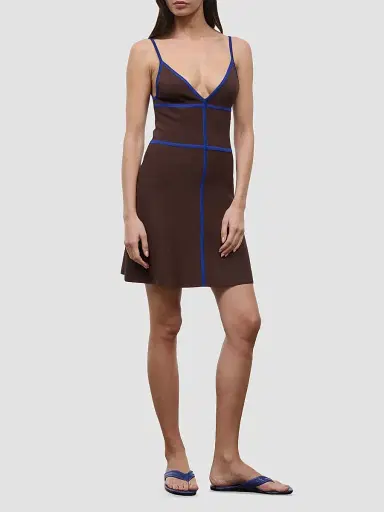 STAUD Women's Jaquelin Bonded Mini Dress - Espresso Cobalt | Thumbnail 2 STAUD Women's Jaquelin Bonded Mini Dress - Espresso Cobalt | Thumbnail 2