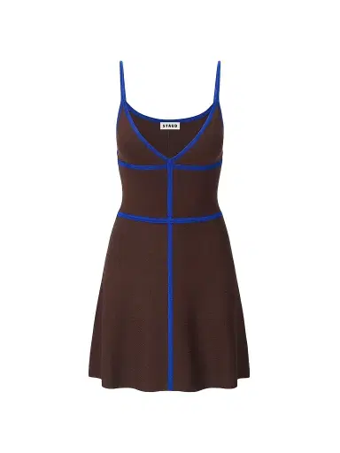 STAUD Women's Jaquelin Bonded Mini Dress - Espresso Cobalt | Thumbnail 1 STAUD Women's Jaquelin Bonded Mini Dress - Espresso Cobalt | Thumbnail 1