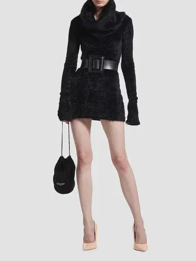 Balenciaga Women's Belted Mini Dress - Black | Thumbnail 2 Balenciaga Women's Belted Mini Dress - Black | Thumbnail 2