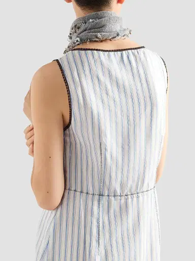 Prada Women's Striped Dress with Bow - Blue - Size 12 | Thumbnail 4 Prada Women's Striped Dress with Bow - Blue - Size 12 | Thumbnail 4
