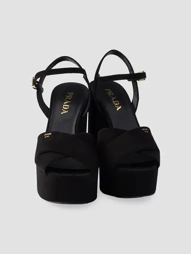 Prada Women's Suede Platform Sandals - Black - Size 5 | Thumbnail 4 Prada Women's Suede Platform Sandals - Black - Size 5 | Thumbnail 4