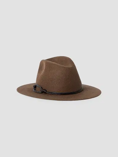Brunello Cucinelli Women's Felt Fedora with Leather and Monili Band - Brown | Thumbnail 2 Brunello Cucinelli Women's Felt Fedora with Leather and Monili Band - Brown | Thumbnail 2