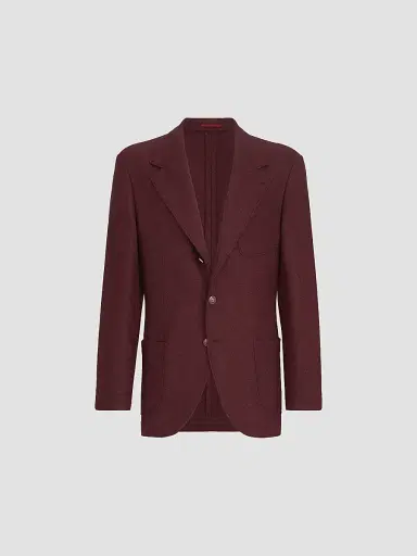 Brunello Cucinelli Men's Cashmere Panama Deconstructed Blazer - Burgundy | Thumbnail 2 Brunello Cucinelli Men's Cashmere Panama Deconstructed Blazer - Burgundy | Thumbnail 2