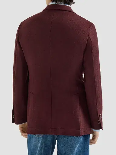 Brunello Cucinelli Men's Cashmere Panama Deconstructed Blazer - Burgundy | Thumbnail 4 Brunello Cucinelli Men's Cashmere Panama Deconstructed Blazer - Burgundy | Thumbnail 4