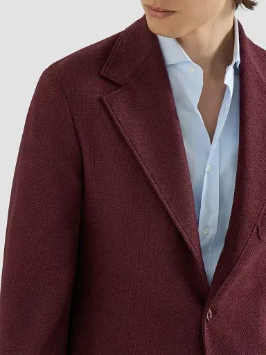 Brunello Cucinelli Men's Cashmere Panama Deconstructed Blazer - Burgundy | Thumbnail 5 Brunello Cucinelli Men's Cashmere Panama Deconstructed Blazer - Burgundy | Thumbnail 5