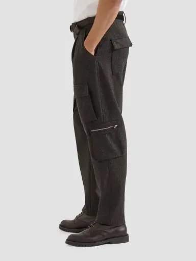 Brunello Cucinelli Men's Virgin Wool Flannel Trousers with Cargo Pockets | Thumbnail 3 Brunello Cucinelli Men's Virgin Wool Flannel Trousers with Cargo Pockets | Thumbnail 3