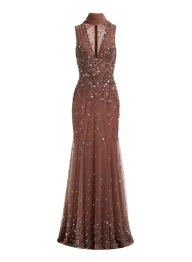 Elie Saab Bead Embroidered Long Dress | Thumbnail 1 Elie Saab Bead Embroidered Long Dress | Thumbnail 1