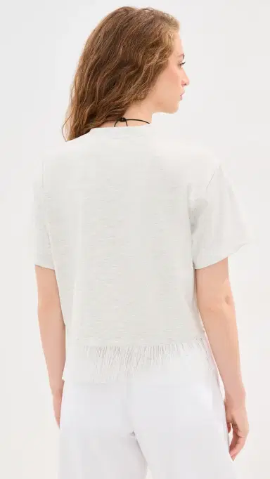 LE BOP Fringe Hazel Cropped Tee Heather Grey/White | Thumbnail 3 LE BOP Fringe Hazel Cropped Tee Heather Grey/White | Thumbnail 3