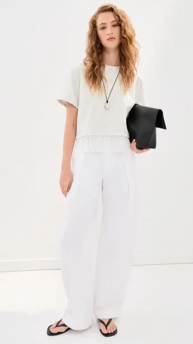 LE BOP Fringe Hazel Cropped Tee Heather Grey/White | Thumbnail 5 LE BOP Fringe Hazel Cropped Tee Heather Grey/White | Thumbnail 5