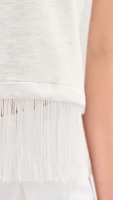 LE BOP Fringe Hazel Cropped Tee Heather Grey/White | Thumbnail 6 LE BOP Fringe Hazel Cropped Tee Heather Grey/White | Thumbnail 6