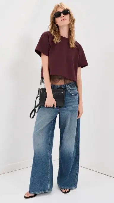 LE BOP Lace Hazel Cropped Tee Chocolate/Black | Thumbnail 5 LE BOP Lace Hazel Cropped Tee Chocolate/Black | Thumbnail 5