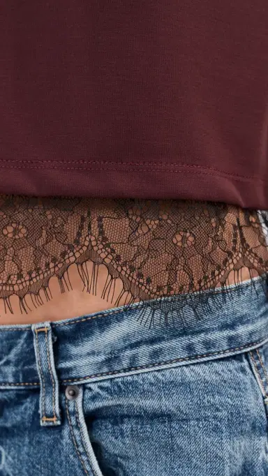 LE BOP Lace Hazel Cropped Tee Chocolate/Black | Thumbnail 6 LE BOP Lace Hazel Cropped Tee Chocolate/Black | Thumbnail 6