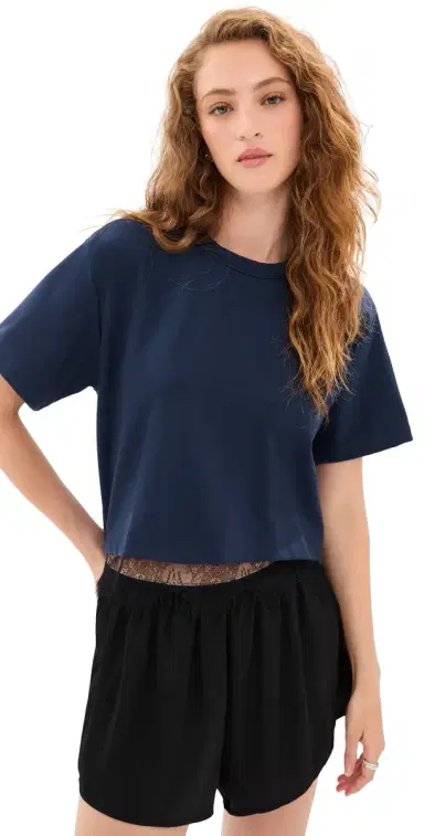 LE BOP Lace Hazel Cropped Tee Navy/Black M | Thumbnail 1 LE BOP Lace Hazel Cropped Tee Navy/Black M | Thumbnail 1