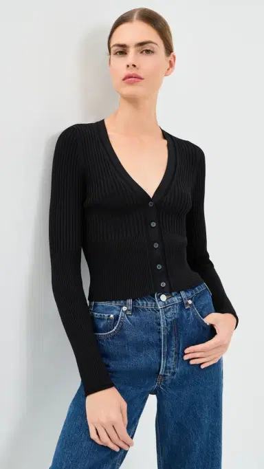 SIMKHAI Ailany hrunken Cardigan Black | Thumbnail 2 SIMKHAI Ailany hrunken Cardigan Black | Thumbnail 2
