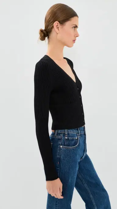 SIMKHAI Ailany hrunken Cardigan Black | Thumbnail 4 SIMKHAI Ailany hrunken Cardigan Black | Thumbnail 4