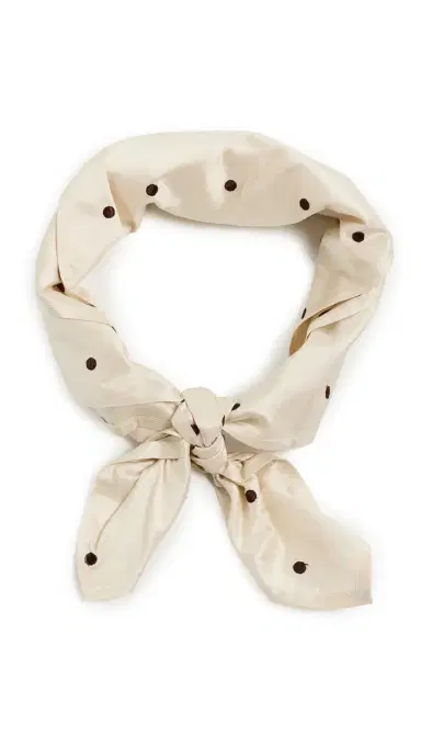 DONNI. The Taffetta Scarf Creme/Walnut Polka Dots One Size | Thumbnail 6 DONNI. The Taffetta Scarf Creme/Walnut Polka Dots One Size | Thumbnail 6