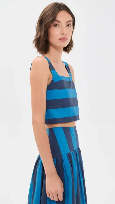 English Factory tripe Crop Top Cornflower/Navy Blue | Thumbnail 4 English Factory tripe Crop Top Cornflower/Navy Blue | Thumbnail 4