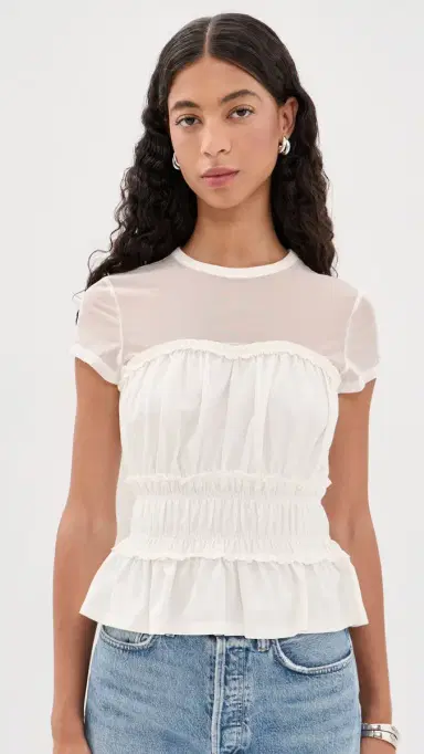 Generation Love igrid Mesh Combo Top White | Thumbnail 2 Generation Love igrid Mesh Combo Top White | Thumbnail 2