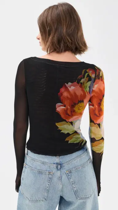 Free People Lilly Printed Long Sleeve Tee Black Combo | Thumbnail 3 Free People Lilly Printed Long Sleeve Tee Black Combo | Thumbnail 3