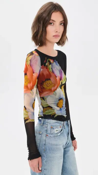 Free People Lilly Printed Long Sleeve Tee Black Combo | Thumbnail 4 Free People Lilly Printed Long Sleeve Tee Black Combo | Thumbnail 4