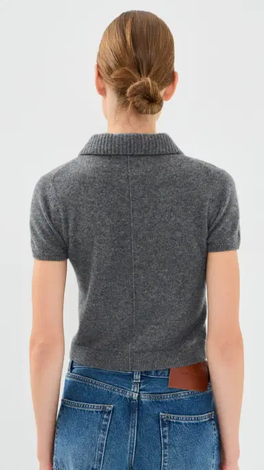 Simkhai Twila Cashmere Polo Top Heather Grey | Thumbnail 3 Simkhai Twila Cashmere Polo Top Heather Grey | Thumbnail 3