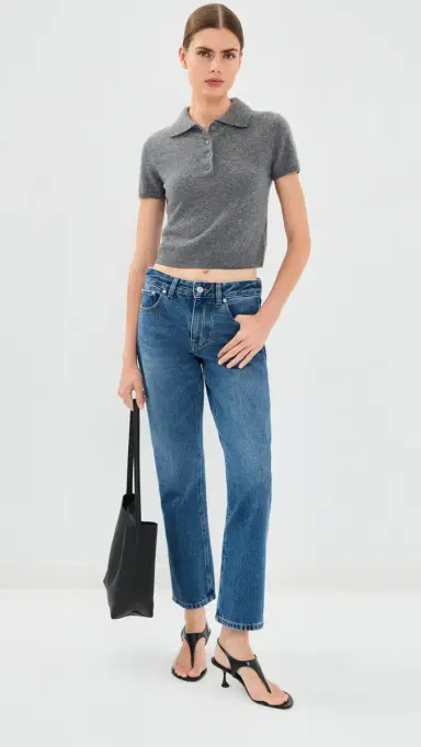 Simkhai Twila Cashmere Polo Top Heather Grey | Thumbnail 5 Simkhai Twila Cashmere Polo Top Heather Grey | Thumbnail 5