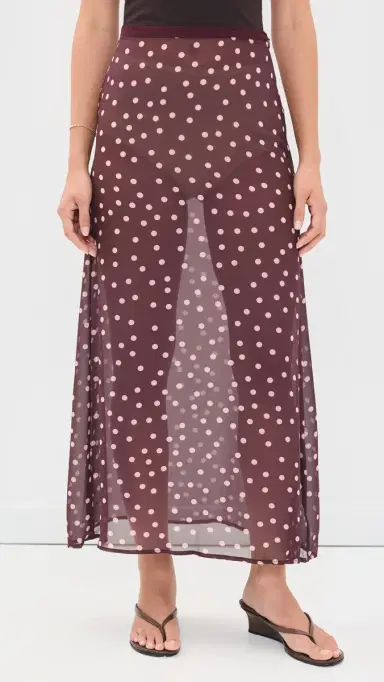 VRG GRL Vilma heer Polka Dot Maxi Skirt Wine Polka Dot | Thumbnail 2 VRG GRL Vilma heer Polka Dot Maxi Skirt Wine Polka Dot | Thumbnail 2