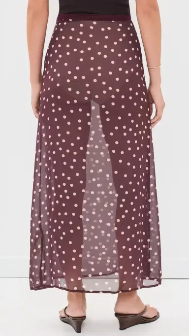 VRG GRL Vilma heer Polka Dot Maxi Skirt Wine Polka Dot | Thumbnail 3 VRG GRL Vilma heer Polka Dot Maxi Skirt Wine Polka Dot | Thumbnail 3