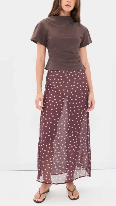 VRG GRL Vilma heer Polka Dot Maxi Skirt Wine Polka Dot | Thumbnail 5 VRG GRL Vilma heer Polka Dot Maxi Skirt Wine Polka Dot | Thumbnail 5