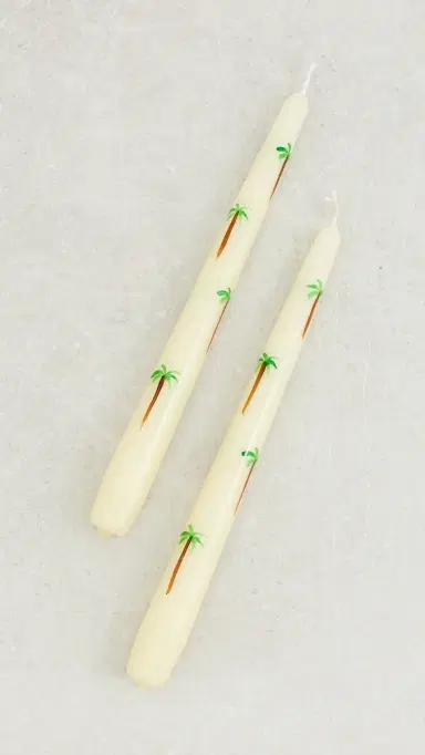 LES OTTOMANS 2 Palm Candlesticks Green/Brown/White | Thumbnail 2 LES OTTOMANS 2 Palm Candlesticks Green/Brown/White | Thumbnail 2