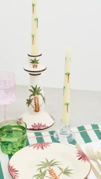 LES OTTOMANS 2 Palm Candlesticks Green/Brown/White | Thumbnail 3 LES OTTOMANS 2 Palm Candlesticks Green/Brown/White | Thumbnail 3