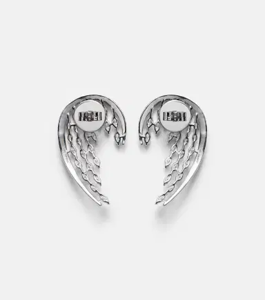 Kamyen Angel Wings 18kt white gold and enamel drop earrings with diamonds | Thumbnail 2 Kamyen Angel Wings 18kt white gold and enamel drop earrings with diamonds | Thumbnail 2