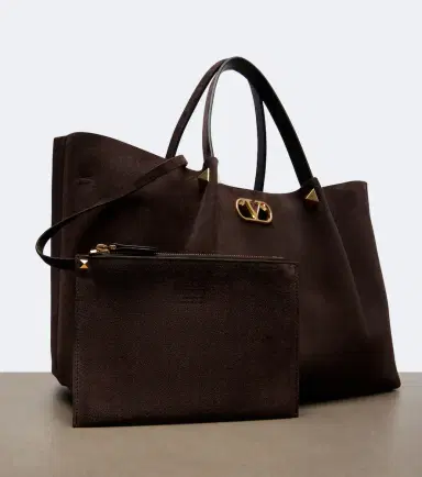 Valentino Garavani VLogo Signature Large suede tote bag | Thumbnail 2 Valentino Garavani VLogo Signature Large suede tote bag | Thumbnail 2