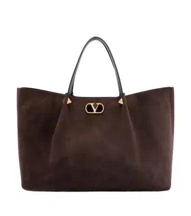 Valentino Garavani VLogo Signature Large suede tote bag | Thumbnail 1 Valentino Garavani VLogo Signature Large suede tote bag | Thumbnail 1