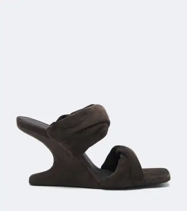 Rick Owens Twisted Cantilever suede wedge mules | Thumbnail 3 Rick Owens Twisted Cantilever suede wedge mules | Thumbnail 3