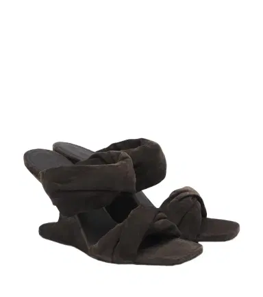 Rick Owens Twisted Cantilever suede wedge mules | Thumbnail 1 Rick Owens Twisted Cantilever suede wedge mules | Thumbnail 1