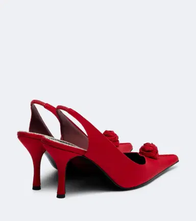 Magda Butrym Floral-appliqué satin slingback pumps | Thumbnail 2 Magda Butrym Floral-appliqué satin slingback pumps | Thumbnail 2