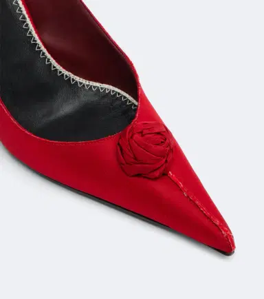 Magda Butrym Floral-appliqué satin slingback pumps | Thumbnail 3 Magda Butrym Floral-appliqué satin slingback pumps | Thumbnail 3