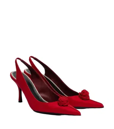 Magda Butrym Floral-appliqué satin slingback pumps | Thumbnail 1 Magda Butrym Floral-appliqué satin slingback pumps | Thumbnail 1