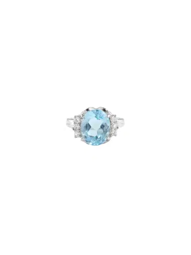 Wish Fine Jewelry 1.8ct Diamond Aquamarine Platinum Oval Ring | Thumbnail 1 Wish Fine Jewelry 1.8ct Diamond Aquamarine Platinum Oval Ring | Thumbnail 1