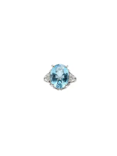 Wish Fine Jewelry 2.81ct Diamond Aquamarine Platinum Oval Ring | Thumbnail 1 Wish Fine Jewelry 2.81ct Diamond Aquamarine Platinum Oval Ring | Thumbnail 1